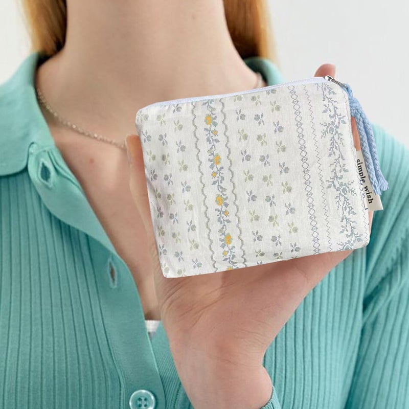 Modacarry Store Cotton Floral Small Organizer Bag Coin Pouch with Cute Prints Zipper for Women Girls (DITSTY FLOWER) - Image 5